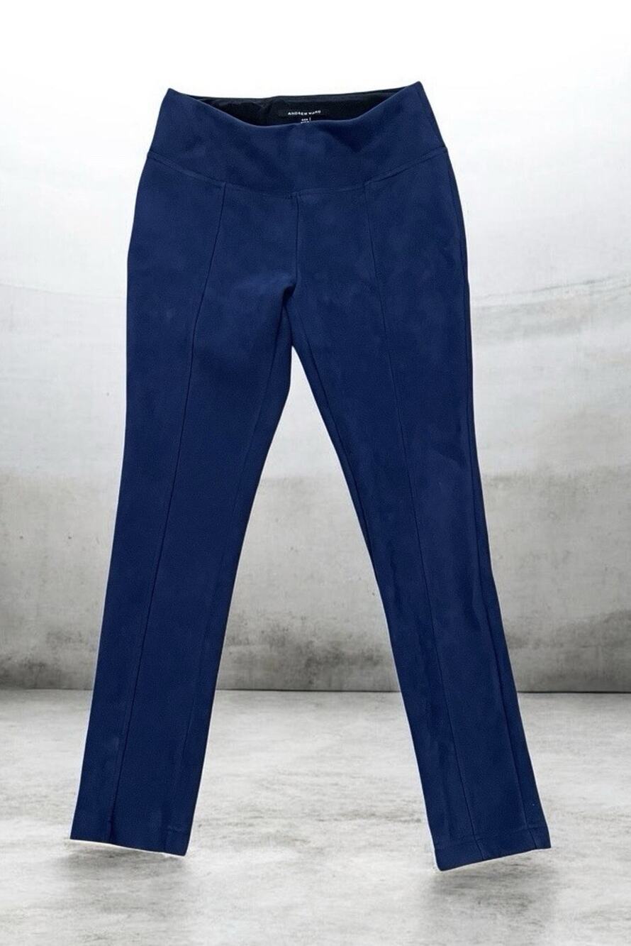 Andrew Marc Pants Women’s Small Navy Blue Faux Suede Pull On Stretch Dress Pants